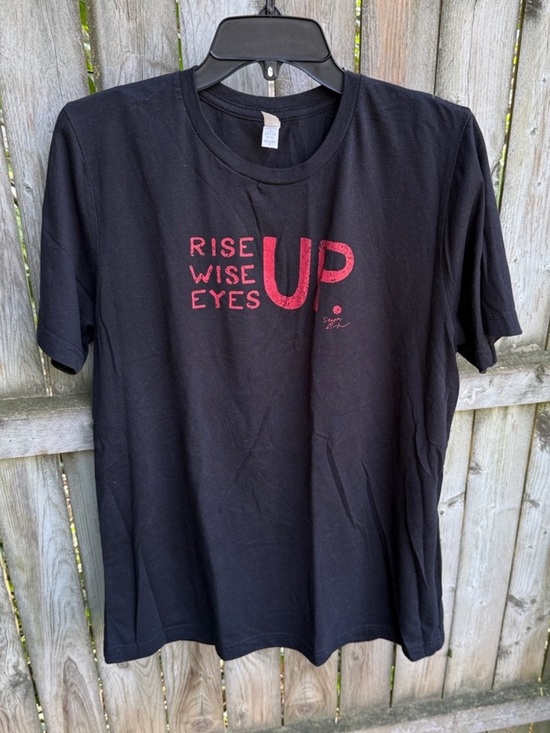 Teerico Tops - Lin-Manuel Miranda Teerico Hamilton Rise Up, Wise Up, Eyes Up Black T-shirt L